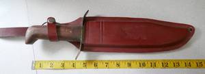 lot 174 image: Large vintage 9 inch blade fixed blade knife with leather sheath