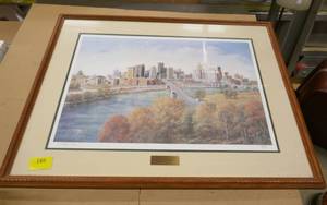 lot 186 image: Limited Edition (19 of 190) signed print of the St Paul skyline by Kathy Flynn
