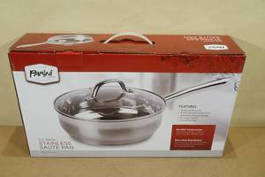 lot 42 image: Parini 9.5 Stainless Saute Pan with Glass Lid