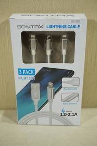 lot 133 image: Sontax 3 Pack Lightning Cables -3ft, 6ft, 10ft