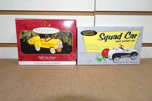 lot 350 image: Mini Pedal Car Collectables - Hallmark Ornament, Die Cast Squad Car