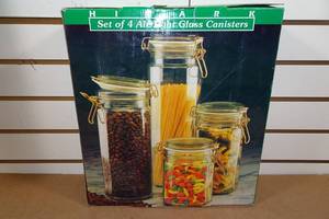 lot 371 image: Set of 4 Air Tight Glass Canisters