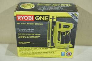 lot 9 image: Ryobi One 18V 38 Crown Stapler -Tool Only