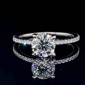 1.62 Carat Diamond Round Brilliant Pave Engagement Ring in 14k White Gold $6,750 Retail VIDEO