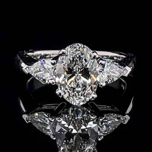 Brand New 2.38 Carat Diamond Oval Solitaire & Pear-Shaped Three-Stone Engagement Ring in 14k White Gold w IGI Certification VS ClarityG Color $11,500 Retail  VIDEO