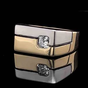 Mens Ring w 0.44ct. SQ Radiant Cut Diamond (VS-F) Inlayed into One of a Kind Custom SOLID 14k Gold $4400 Retail MUST SEE