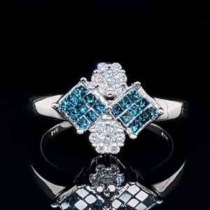 0.50 Carat Fancy Blue & White Diamond Modern Cluster Ring in 14k White Gold $2,750 Retail VIDEO