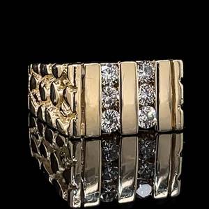 Mens 1.00 Carat Diamond Double Channel Square Top Geometric Ring in 14k Yellow Gold $3,750 Retail VIDEO
