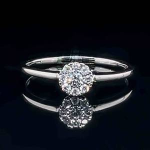 Brand New Diamond Round Cluster Petite Slim Ring in 14k White Gold $1,100 Retail VIDEO