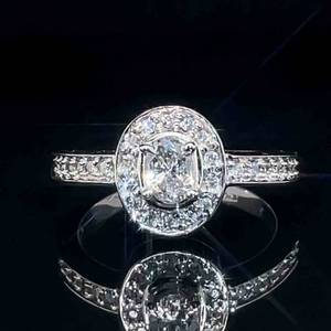 0.80 Carat Diamond Oval Solitaire Halo Engagement Ring in 14k White Gold $2,675 Retail VIDEO