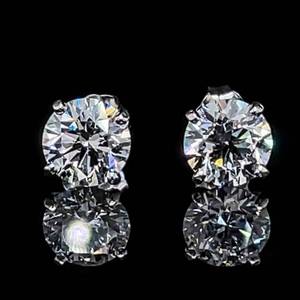 3.00 CARATS Round Brilliant Cut Lab-Grown Diamond Solitaire Martini Stud Earrings in 14k White Gold $12,999 Retail VIDEO