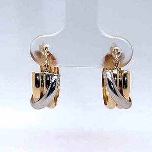 Hugs X Criss-Cross Small Round Hoop Estate Earrings in 14k Two-Tone Gold $675 Retail VIDEO