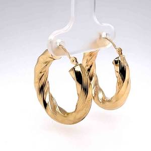 Hollow Tubular Twist Round Hoop Earrings in 14k Yellow Gold w Click-Tops $575 Retail  VIDEO