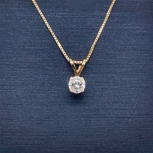 Sparkling Round Brilliant Cut Diamond .30 Carat Solitaire Split Bail Pendant in 14k Yellow Gold $1000 VIDEO