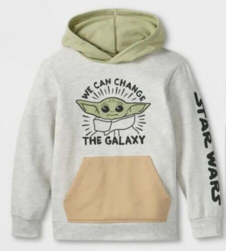 lot 221 image: Brand New Star Wars Hoodie Baby Yoda We Can Change The Galaxy Boys Large Gray