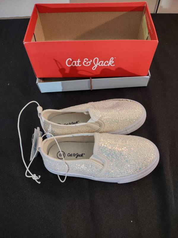 lot 233 image: Brand New with Tags Lot of 2 Cat & Jack Toddler Pink Glitter Slip on Shoes Size 9