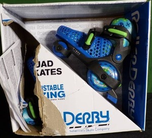 lot 84 image: Brand New - (Slight Box Damage) Roller Derby Sport Kids Roller Skate - Dinosaur BlueBlack Size Adjustable 11-2