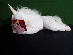 lot 159 image: FAO Schwarz Toy Plush White Unicorn 15 Stuffed Animal