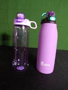 lot 104 image: Bubba Radiant Push Button Water Bottle with Straw Rubberized Stainless Steel