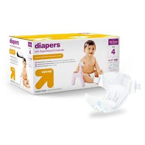 lot 21 image: Brand New Diapers Pack - up & up Siz4 (148 Count)