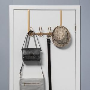 lot 100 image: Over the Door Double Prong Wire Hook Rail Brushed Brass - Threshold