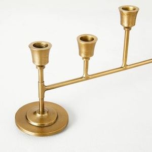 lot 176 image: Antiqued Metal Taper Candelabra Brass Finish - Hearth & Hand with Magnolia
