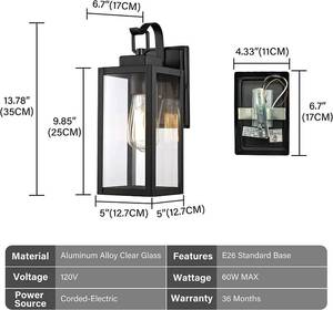 lot 515 image: Brand New Pia Ricco Outdoor Wall Lights, Matte Black Exterior Light Fixtures with Clear Glass Shade