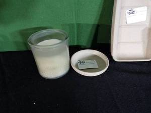 lot 262 image: Heath and Home Soap Dish, Candle Holders and Candle Lot