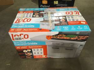 36 in. 3-Burner Propane Griddle in Chalk Finish with Enclosed Cart and Hood by LOCO Customer Returns See Pictures
