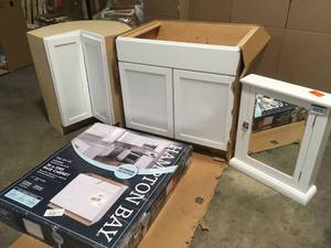 Lot of Mixed Kitchen Cabinets Various Conditions See Picures