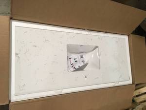 54 SINGLE COUNTERTOP - WHITE CULTURED MARBLE WITH UNDERMOUNT SQUARE SINK - INLUDES BACKSPLASH AND SIDESPLASH