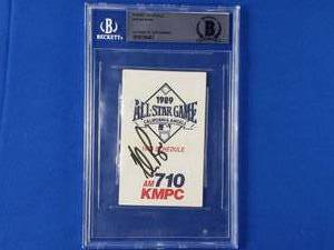 1989 All Star Game Pocket Schedule Autographed by Nolan Ryan for His Last Ever All Star Game