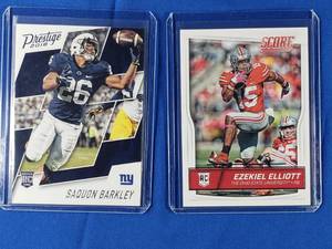 Lot of 2 Saqon Barkley Rookie Card Prestige 2018 #261, Ezekiel Elliott Rookie Card Score #344