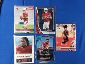 Lot of 5 Cards Including Kyler Murray Rookies, Clowney Rookie, Joe Williams Rookie, Coby White Rookie