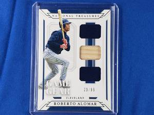 Roberto Alomar Game Gear National Treasures Bat and Patch Numbered 2399, Card No GGM-RA