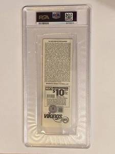 RARE Autographed Full Ticket to Adrian Petersons Single Game Rushing Record Game