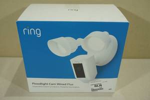 lot 100 image: Ring Floodlight Cam Wired Plus Security Camera  White