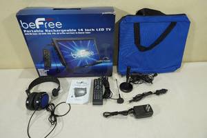 lot 104 image: beFree Sound 14 HD Rechargeable Portable Digital TV with Accessories  Blue