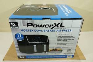 lot 118 image: PowerXL Vortex Dual-Basket 10-Qt. Air Fryer