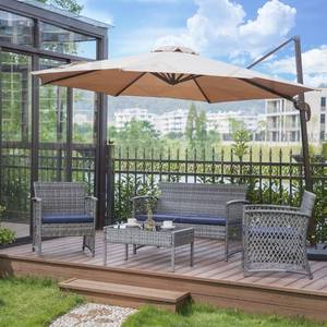 lot 54 image: Westin Furniture Rattan Wicker 4-Pc. Patio Chat Set -GreyNavy