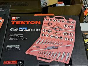 lot 801 image: Michigan Industrial Tools Tekton Metric Tap and Die Set 45-piece (in original packaging)