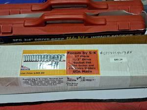 lot 822 image: SK Tools Facom 12 Metric Socket Set 17-piece (in original packaging)
