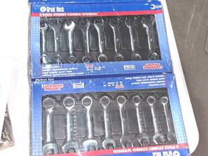 lot 869 image: Lot of (2) Great Neck Metric Stubby Combo Wrench Sets 8-piece (in original packaging)