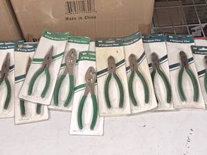 lot 903 image: Lot of (10) 8 Pliers (in original packaging) - Long Nose, Slip Joint, Diagonal