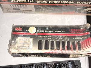 lot 932 image: Michigan Industrial Tools 38 Chrome Vanadium Deep Impact Socket Set 4845 22-piece (in original packaging)