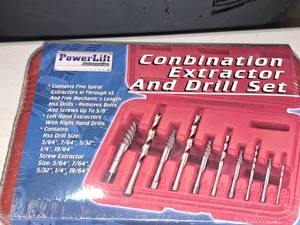 lot 938 image: PowerLift Automotive Combination Extractor and Drill Set 10-piece (in original packaging)