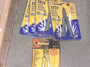 lot 982 image: Sheffield 19-in-1 Multi-Tool (x1), Alltrade 17-in-1 Deluxe Multi-Function Tool (x4) (in original packaging)