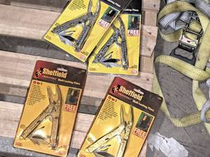 lot 981 image: Lot of (4) Sheffield Crocodile 12-in-1 Multi-Locking Pliers (in original packaging)
