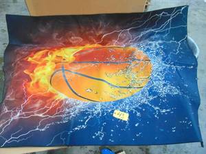 lot 43 image: KITHOME Contemporary Non-Slip Area Rug Cool 3D Basketball with Flame