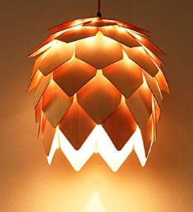 lot 83 image: Wood Pine Cone Shape Hanging Pendant Lamp E26